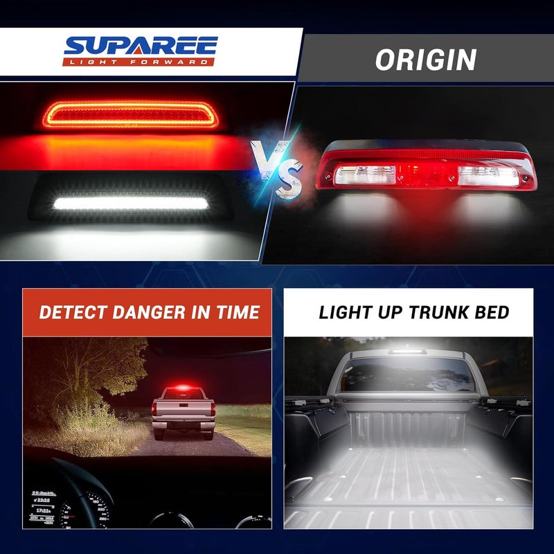 SUPAREE LED Third Brake Light Smoked Lens fit for 2007-2020 Tundra, 3rd Brake Light Assembly Roof White Cargo Light Red High Mount Lamp - Image 3